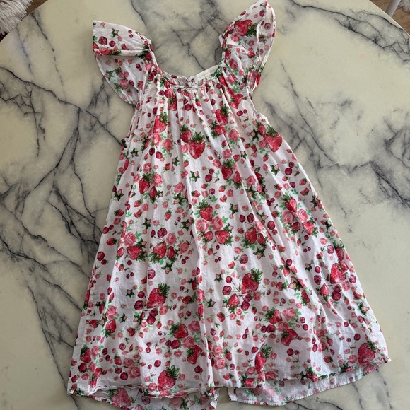 LoveShackFancy Girls Floral Strawberry Print Dress 10 - Picture 2 of 5